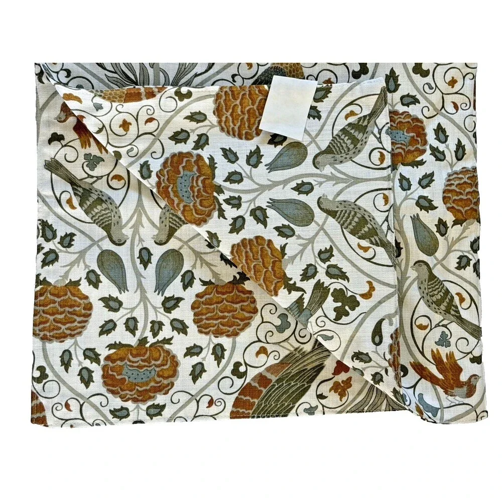 Morris & Co Seasons By May Table Runner Bird Flower Floral Reversible 16x90